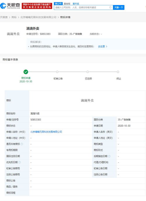 滴滴關(guān)聯(lián)公司申請(qǐng)“滴滴外賣(mài)”商標(biāo)，布局廣告銷(xiāo)售與軟件開(kāi)發(fā)領(lǐng)域